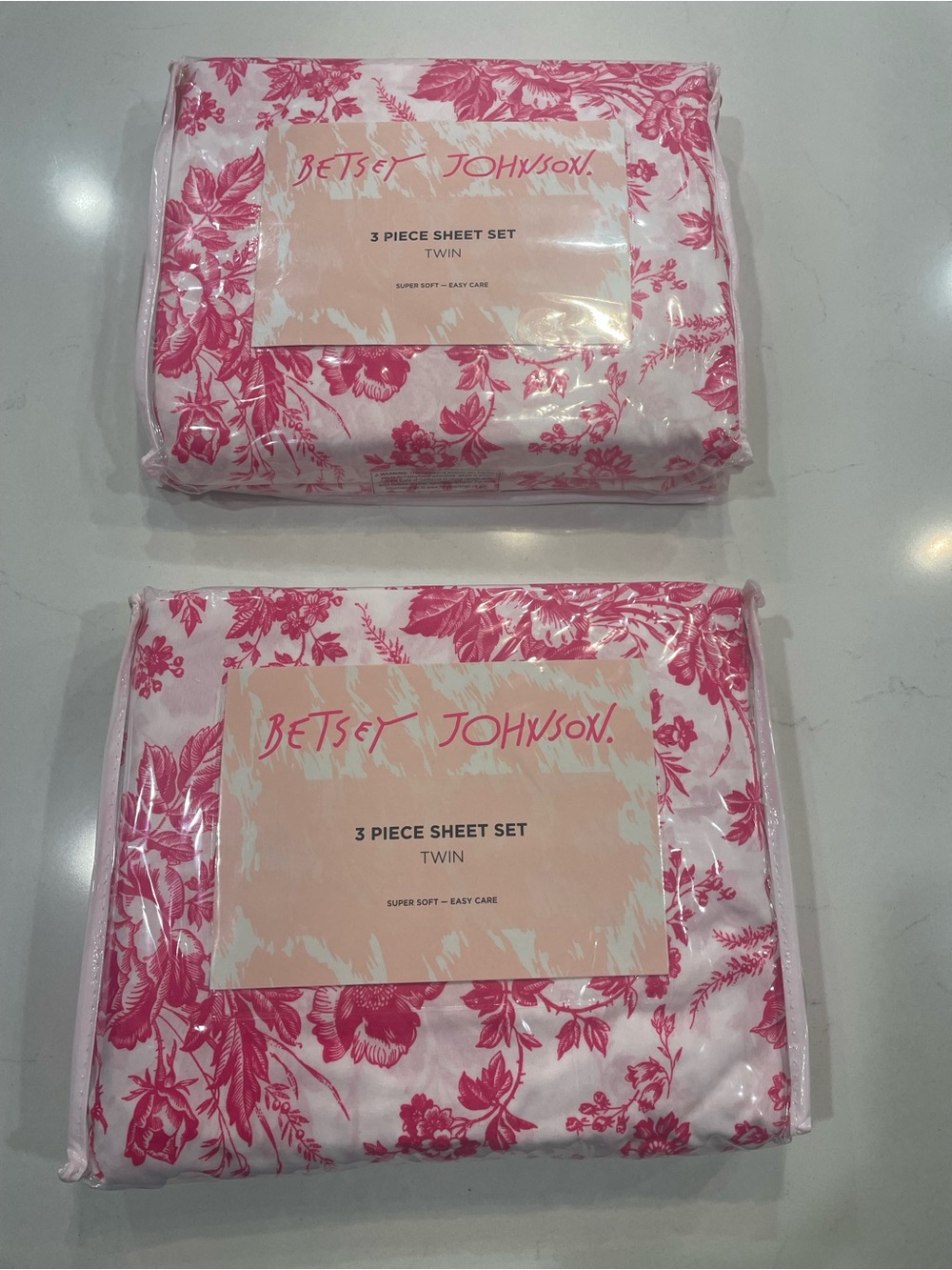 Betsey Johnson Pink Floral Twin 3-Piece Sheet Set Set of 2